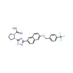 N=C(N)N1CCC[C@H]1c1nc(-c2ccc3cc(OCc4ccc(C(F)(F)F)cc4)ccc3c2)no1 ZINC000231365524