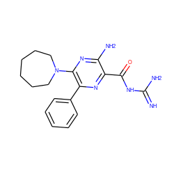 N=C(N)NC(=O)c1nc(-c2ccccc2)c(N2CCCCCC2)nc1N ZINC000038307209