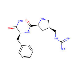 N=C(N)NC[C@@H]1CN[C@H](C(=O)N[C@@H](Cc2ccccc2)C(N)=O)C1 ZINC000299819094