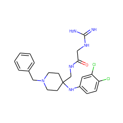 N=C(N)NCC(=O)NCC1(Nc2ccc(Cl)c(Cl)c2)CCN(Cc2ccccc2)CC1 ZINC000299821517