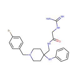 N=C(N)NCC(=O)NCC1(Nc2ccccc2)CCN(Cc2ccc(Br)cc2)CC1 ZINC000299828628