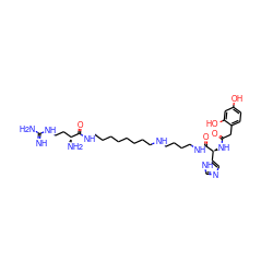 N=C(N)NCC[C@@H](N)C(=O)NCCCCCCCCNCCCCNC(=O)[C@@H](NC(=O)Cc1ccc(O)cc1O)c1cnc[nH]1 ZINC000095595838