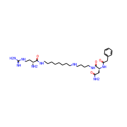 N=C(N)NCC[C@@H](N)C(=O)NCCCCCCCCNCCCCNC(=O)[C@H](CC(N)=O)NC(=O)Cc1ccccc1 ZINC000095593370