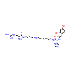 N=C(N)NCC[C@@H](N)C(=O)NCCCCCNCCCCCCCNC(=O)[C@@H](NC(=O)Cc1ccc(O)cc1O)c1cnc[nH]1 ZINC000095595823