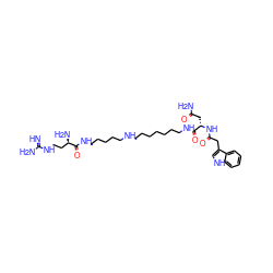 N=C(N)NCC[C@@H](N)C(=O)NCCCCCNCCCCCCCNC(=O)[C@H](CC(N)=O)NC(=O)Cc1c[nH]c2ccccc12 ZINC000095598365