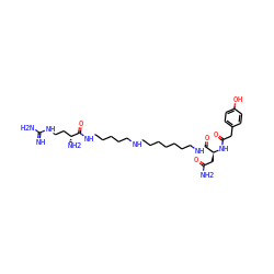 N=C(N)NCC[C@@H](N)C(=O)NCCCCCNCCCCCCCNC(=O)[C@H](CC(N)=O)NC(=O)Cc1ccc(O)cc1 ZINC000095597382