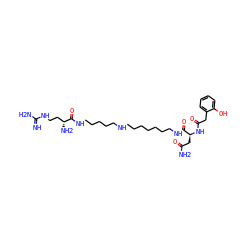 N=C(N)NCC[C@@H](N)C(=O)NCCCCCNCCCCCCCNC(=O)[C@H](CC(N)=O)NC(=O)Cc1ccccc1O ZINC000095595834