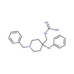 N=C(N)NCC1(Nc2ccccc2)CCN(Cc2ccccc2)CC1 ZINC000299820575