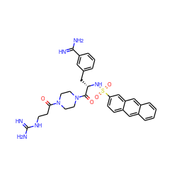 N=C(N)NCCC(=O)N1CCN(C(=O)[C@H](Cc2cccc(C(=N)N)c2)NS(=O)(=O)c2ccc3cc4ccccc4cc3c2)CC1 ZINC000034689245