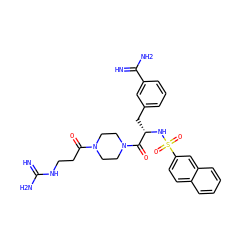 N=C(N)NCCC(=O)N1CCN(C(=O)[C@H](Cc2cccc(C(=N)N)c2)NS(=O)(=O)c2ccc3ccccc3c2)CC1 ZINC000034717897