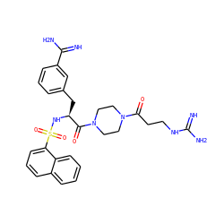 N=C(N)NCCC(=O)N1CCN(C(=O)[C@H](Cc2cccc(C(=N)N)c2)NS(=O)(=O)c2cccc3ccccc23)CC1 ZINC000034689223