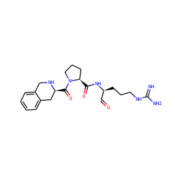 N=C(N)NCCC[C@@H](C=O)NC(=O)[C@@H]1CCCN1C(=O)[C@H]1Cc2ccccc2CN1 ZINC000003806747