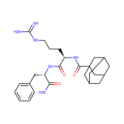 N=C(N)NCCC[C@@H](NC(=O)C12CC3CC(CC(C3)C1)C2)C(=O)N[C@@H](Cc1ccccc1)C(N)=O ZINC000095560280