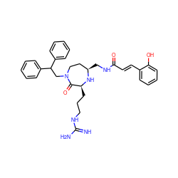 N=C(N)NCCC[C@@H]1N[C@H](CNC(=O)/C=C/c2ccccc2O)CCN(CC(c2ccccc2)c2ccccc2)C1=O ZINC000118692105