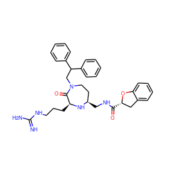 N=C(N)NCCC[C@@H]1N[C@H](CNC(=O)[C@H]2Cc3ccccc3O2)CCN(CC(c2ccccc2)c2ccccc2)C1=O ZINC001772633701