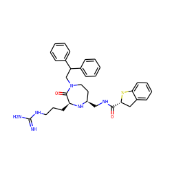 N=C(N)NCCC[C@@H]1N[C@H](CNC(=O)[C@H]2Cc3ccccc3S2)CCN(CC(c2ccccc2)c2ccccc2)C1=O ZINC001772626760