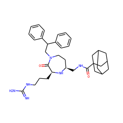 N=C(N)NCCC[C@@H]1N[C@H](CNC(=O)C23CC4CC(CC(C4)C2)C3)CCN(CC(c2ccccc2)c2ccccc2)C1=O ZINC000118688488