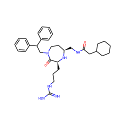 N=C(N)NCCC[C@@H]1N[C@H](CNC(=O)CC2CCCCC2)CCN(CC(c2ccccc2)c2ccccc2)C1=O ZINC000118677317