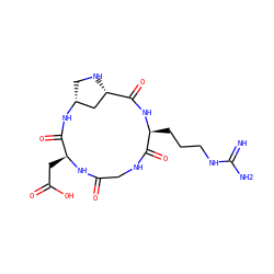 N=C(N)NCCC[C@@H]1NC(=O)[C@@H]2C[C@@H](CN2)NC(=O)[C@H](CC(=O)O)NC(=O)CNC1=O ZINC000029133473