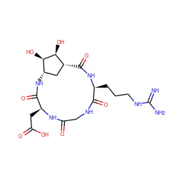 N=C(N)NCCC[C@@H]1NC(=O)[C@@H]2C[C@H](NC(=O)[C@H](CC(=O)O)NC(=O)CNC1=O)[C@@H](O)[C@H]2O ZINC000013676516