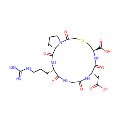 N=C(N)NCCC[C@@H]1NC(=O)[C@@H]2CCCN2C(=O)CSC[C@@H](C(=O)O)NC(=O)[C@H](CC(=O)O)NC(=O)CNC1=O ZINC000003931561