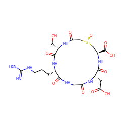 N=C(N)NCCC[C@@H]1NC(=O)[C@H](CO)NC(=O)C[S@@+]([O-])C[C@@H](C(=O)O)NC(=O)[C@H](CC(=O)O)NC(=O)CNC1=O ZINC000026169399