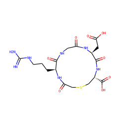 N=C(N)NCCC[C@@H]1NC(=O)CSC[C@@H](C(=O)O)NC(=O)[C@H](CC(=O)O)NC(=O)CNC1=O ZINC000013455570