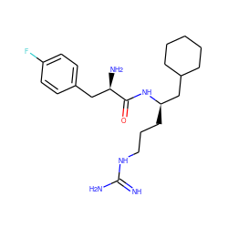 N=C(N)NCCC[C@H](CC1CCCCC1)NC(=O)[C@H](N)Cc1ccc(F)cc1 ZINC000029126513