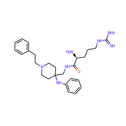 N=C(N)NCCC[C@H](N)C(=O)NCC1(Nc2ccccc2)CCN(CCc2ccccc2)CC1 ZINC000299828695