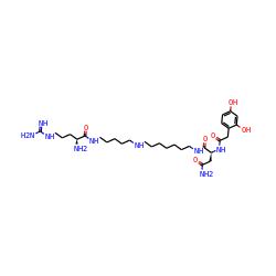 N=C(N)NCCC[C@H](N)C(=O)NCCCCCNCCCCCCCNC(=O)[C@H](CC(N)=O)NC(=O)Cc1ccc(O)cc1O ZINC000095596129