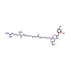 N=C(N)NCCC[C@H](N)C(=O)NCCCCNCCC(=O)NCCCCCNC(=O)[C@H](CC(N)=O)NC(=O)Cc1ccc(O)cc1O ZINC000095579747