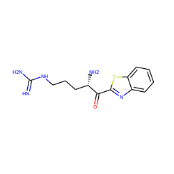 N=C(N)NCCC[C@H](N)C(=O)c1nc2ccccc2s1 ZINC000053683253