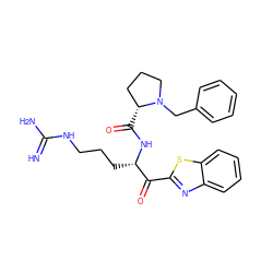 N=C(N)NCCC[C@H](NC(=O)[C@@H]1CCCN1Cc1ccccc1)C(=O)c1nc2ccccc2s1 ZINC000027216608