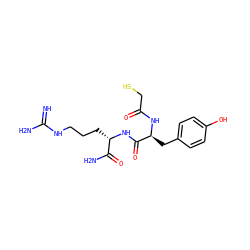 N=C(N)NCCC[C@H](NC(=O)[C@H](Cc1ccc(O)cc1)NC(=O)CS)C(N)=O ZINC000049089751