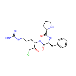 N=C(N)NCCC[C@H](NC(=O)[C@H](Cc1ccccc1)NC(=O)[C@H]1CCCN1)C(=O)CCl ZINC000013507825