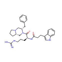 N=C(N)NCCC[C@H](NC(=O)CCc1c[nH]c2ccccc12)C(=O)N1C[C@@H]2CCCN2C[C@@H]1Cc1ccccc1 ZINC000036286070