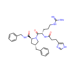 N=C(N)NCCC[C@H](NC(=O)CCc1c[nH]cn1)C(=O)N1C[C@H](Cc2ccccc2)C[C@H]1C(=O)NCc1ccccc1 ZINC000028477946