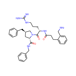 N=C(N)NCCC[C@H](NC(=O)CCc1ccccc1CN)C(=O)N1C[C@H](Cc2ccccc2)C[C@H]1C(=O)NCc1ccccc1 ZINC000028520606