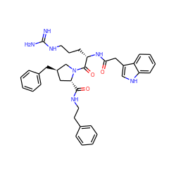 N=C(N)NCCC[C@H](NC(=O)Cc1c[nH]c2ccccc12)C(=O)N1C[C@H](Cc2ccccc2)C[C@H]1C(=O)NCCc1ccccc1 ZINC000028520809