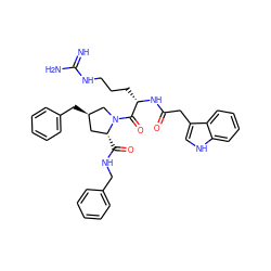 N=C(N)NCCC[C@H](NC(=O)Cc1c[nH]c2ccccc12)C(=O)N1C[C@H](Cc2ccccc2)C[C@H]1C(=O)NCc1ccccc1 ZINC000028521526