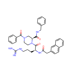 N=C(N)NCCC[C@H](NC(=O)Cc1ccc2ccccc2c1)C(=O)N1CCN(C(=O)c2ccccc2)C[C@H]1C(=O)NCc1ccccc1 ZINC000028520415