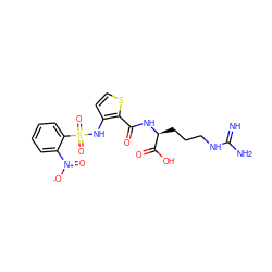 N=C(N)NCCC[C@H](NC(=O)c1sccc1NS(=O)(=O)c1ccccc1[N+](=O)[O-])C(=O)O ZINC000049019795