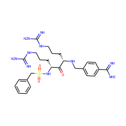 N=C(N)NCCC[C@H](NCc1ccc(C(=N)N)cc1)C(=O)[C@@H](CCCNC(=N)N)NS(=O)(=O)Cc1ccccc1 ZINC000072178590