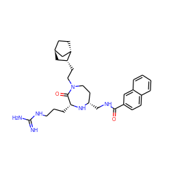 N=C(N)NCCC[C@H]1N[C@@H](CNC(=O)c2ccc3ccccc3c2)CCN(CC[C@@H]2C[C@H]3CC[C@H]2C3)C1=O ZINC001772587323