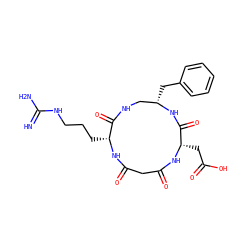 N=C(N)NCCC[C@H]1NC(=O)CC(=O)N[C@@H](CC(=O)O)C(=O)N[C@@H](Cc2ccccc2)CNC1=O ZINC000045286606