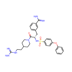 N=C(N)NCCC1CCN(C(=O)[C@H](Cc2cccc(C(=N)N)c2)NS(=O)(=O)c2ccc(Oc3ccccc3)cc2)CC1 ZINC000034689234