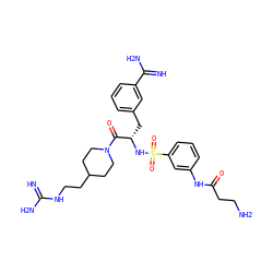 N=C(N)NCCC1CCN(C(=O)[C@H](Cc2cccc(C(=N)N)c2)NS(=O)(=O)c2cccc(NC(=O)CCN)c2)CC1 ZINC000034689231