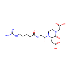 N=C(N)NCCCCC(=O)NCC(=O)N1CCN(CC(=O)O)C(=O)[C@@H]1CC(=O)O ZINC000013777958