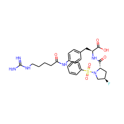 N=C(N)NCCCCC(=O)Nc1ccc(C[C@H](NC(=O)[C@@H]2C[C@@H](F)CN2S(=O)(=O)c2ccccc2)C(=O)O)cc1 ZINC001772590057