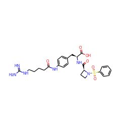 N=C(N)NCCCCC(=O)Nc1ccc(C[C@H](NC(=O)[C@@H]2CCN2S(=O)(=O)c2ccccc2)C(=O)O)cc1 ZINC001772599270